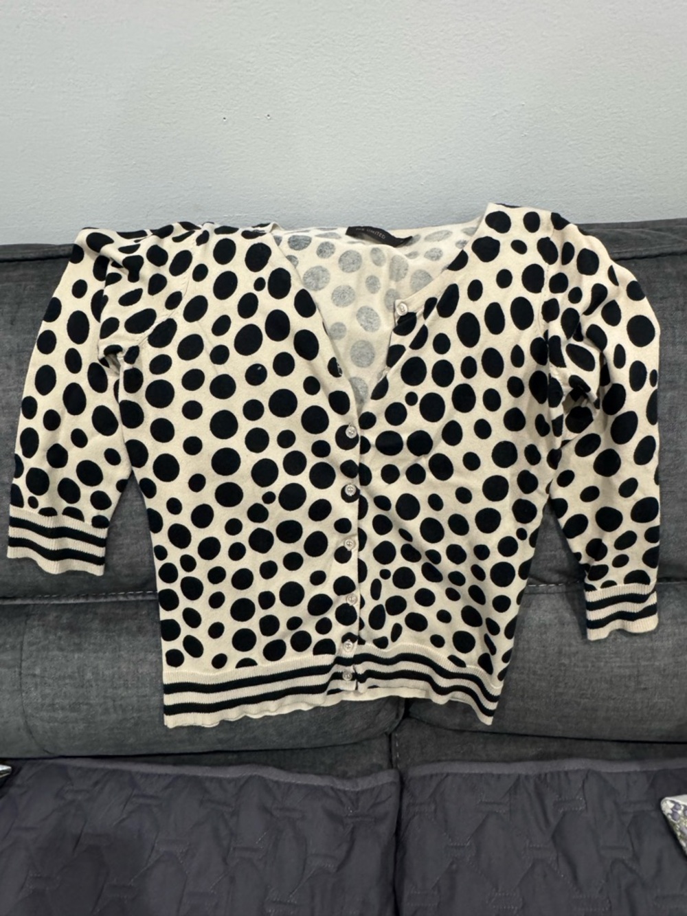 The Limited  Dot Button-Front Women's Cardigan - Black & Cream NWOT medium